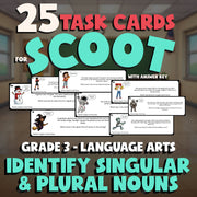 Identify Singular & Plural Nouns SCOOT TASK CARDS ELA Game - No Prep Grade 3