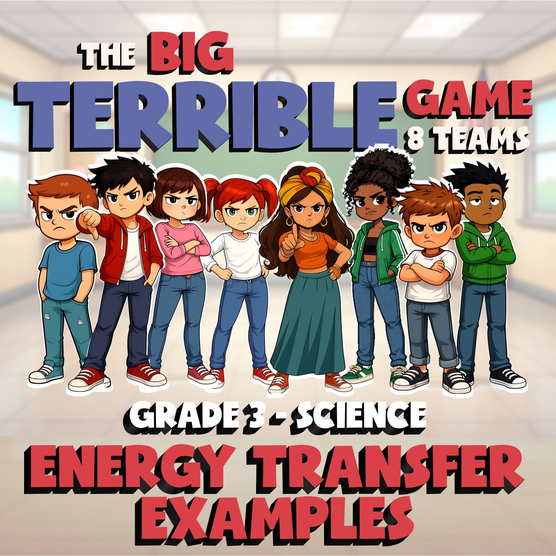 Energy Transfer Examples BIG TERRIBLE GAME - No Prep Grade 3 Science Review