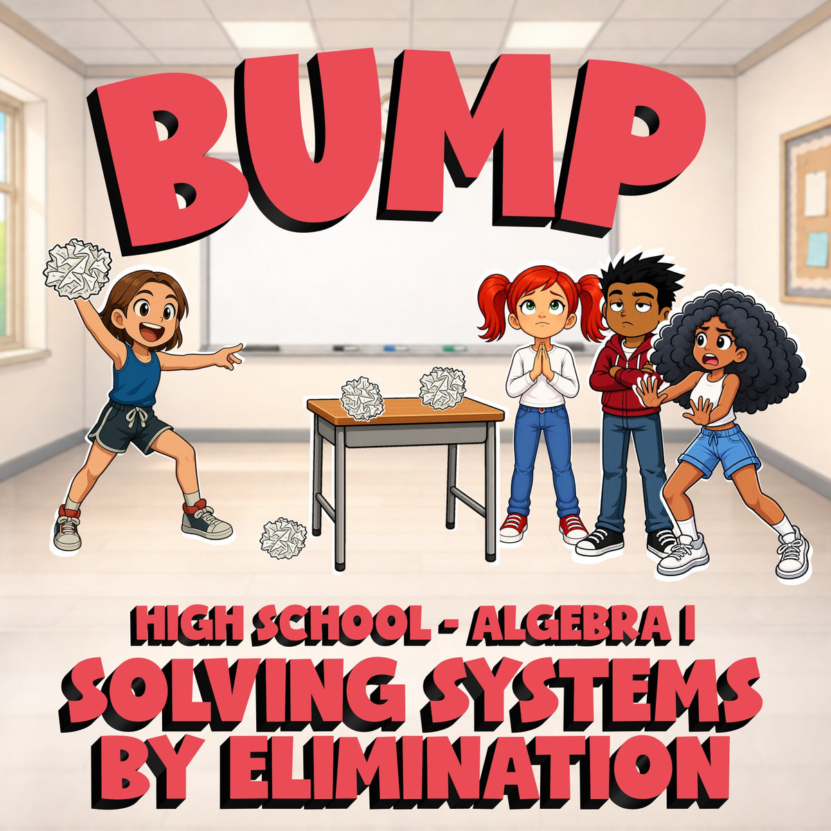 Solving Systems by Elimination BUMP Math Game - No Prep Algebra 1 Review