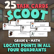 Locate Points in All Four Quadrants SCOOT TASK CARDS Math Game - No Prep Grade 6