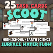 Surface Water Flow SCOOT TASK CARDS Game - No Prep Earth Science Review Activity