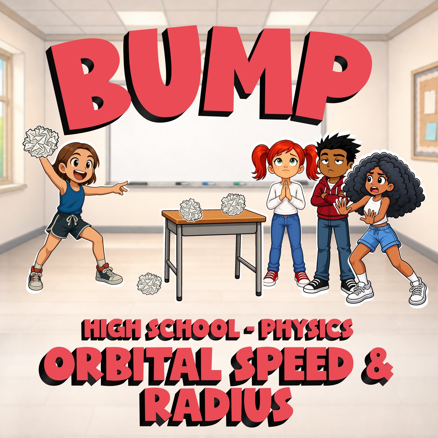 Orbital Speed & Radius BUMP Science Game - No Prep Physics Review Activity