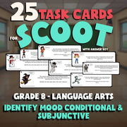 Identify Mood Conditional & Subjunctive SCOOT TASK CARDS ELA Game - Grade 8