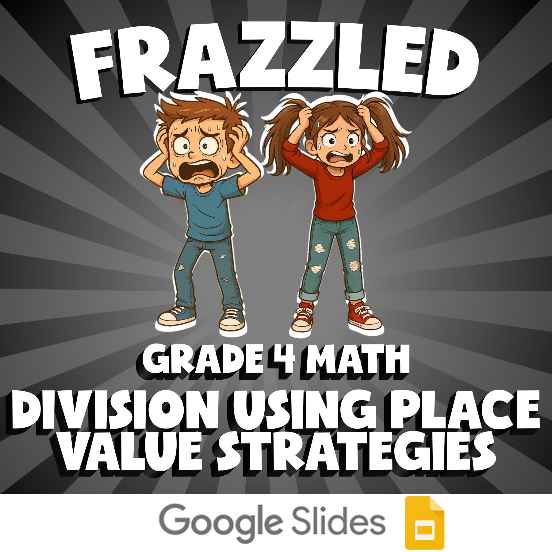 Division Using Place Value Strategies FRAZZLED Math Game - No Prep Grade 4