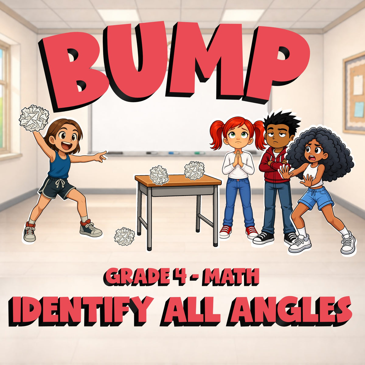 Identify All Angles BUMP Math Game - No Prep Grade 4 Review Activity