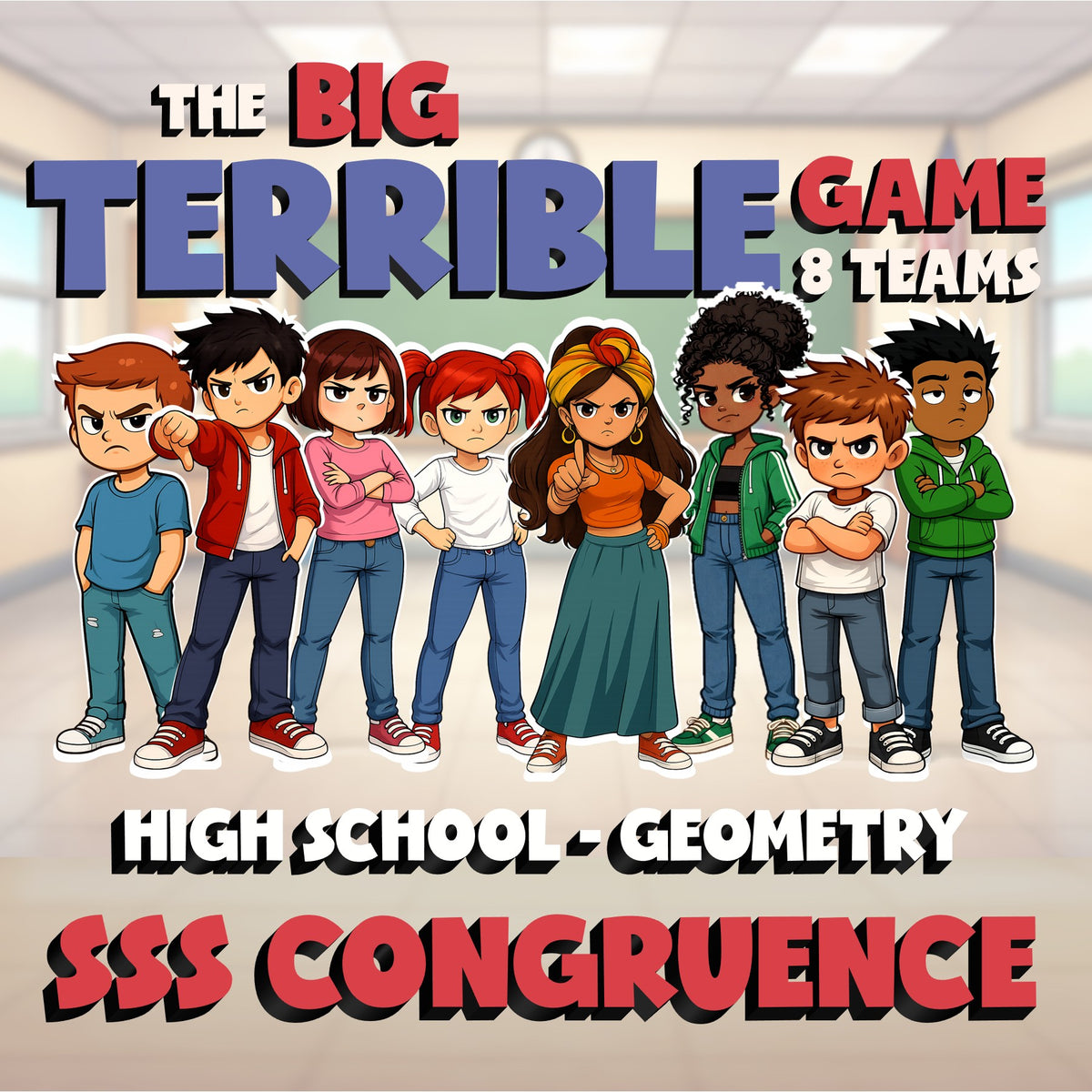 SSS Congruence BIG TERRIBLE GAME - No Prep Geometry Math Review Activity
