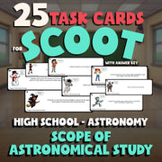 Scope of Astronomical Study SCOOT TASK CARDS Science Game - No Prep Astronomy