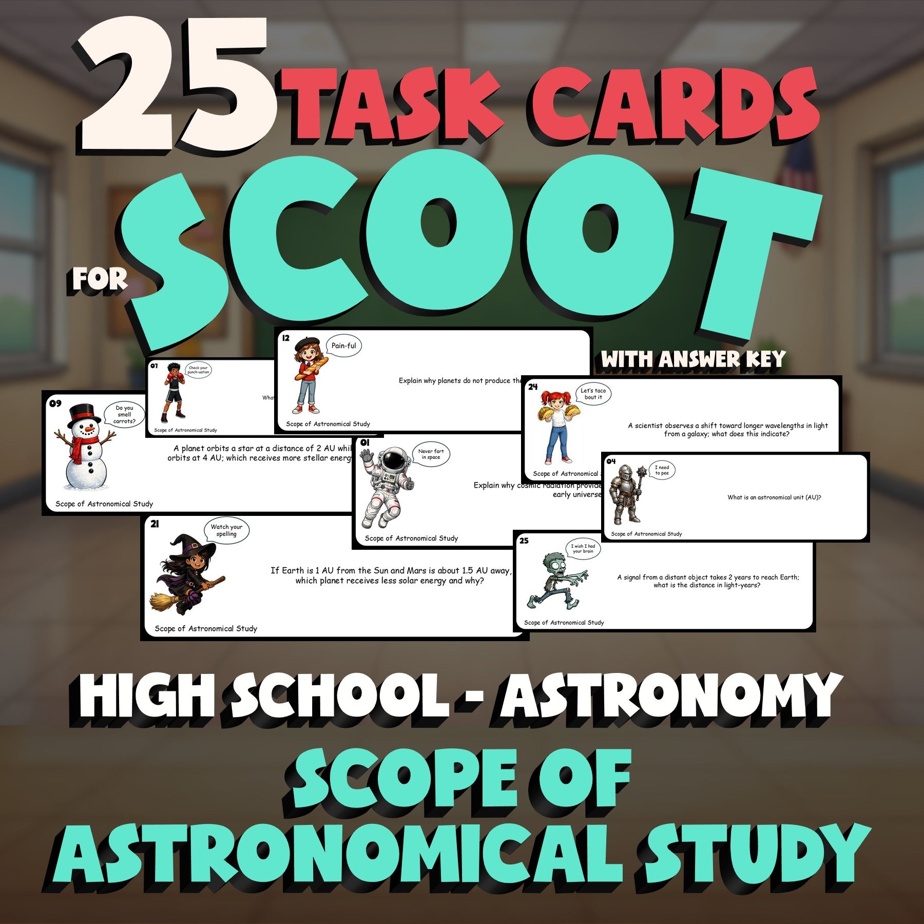 Scope of Astronomical Study SCOOT TASK CARDS Science Game - No Prep Astronomy
