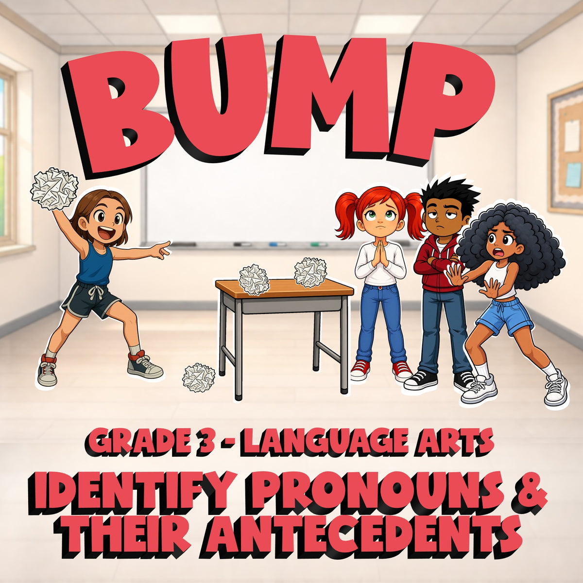 Identify Pronouns & Their Antecedents BUMP ELA Game - No Prep Grade 3 Review