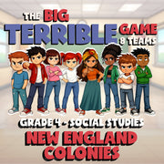 New England Colonies BIG TERRIBLE GAME - No Prep Grade 4 Socials Review Activity