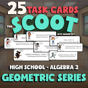 Geometric Series SCOOT TASK CARDS Math Game - No Prep Algebra 2 Review Activity