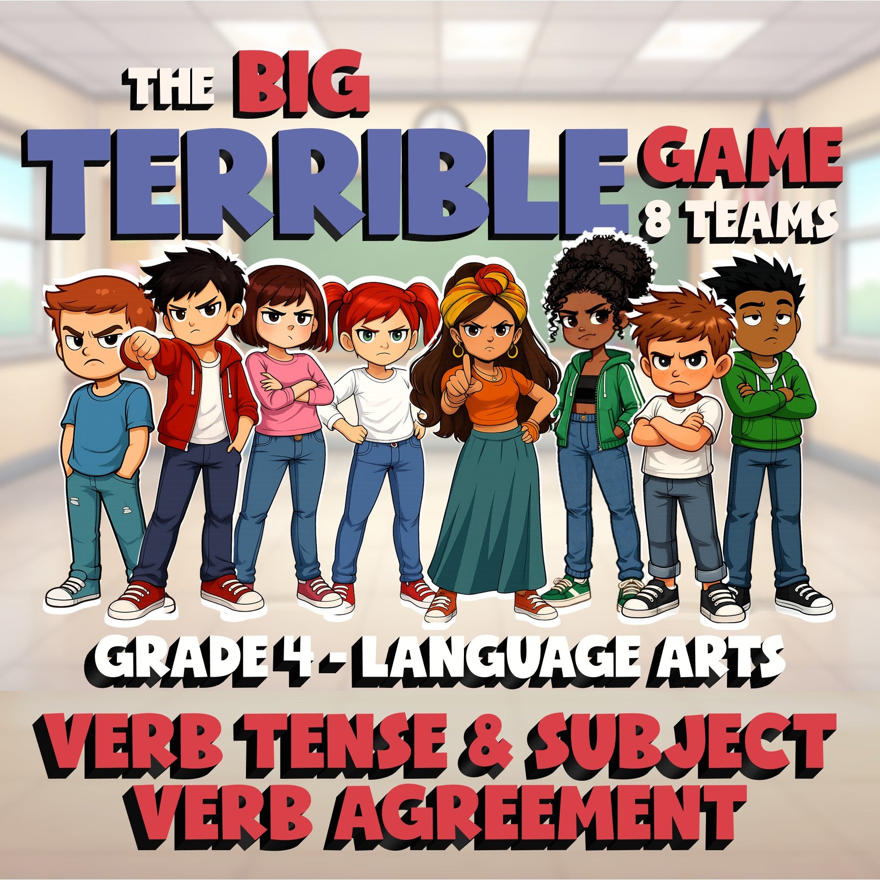 Verb Tense & Subject Verb Agreement BIG TERRIBLE GAME - Grade 4 ELA Review