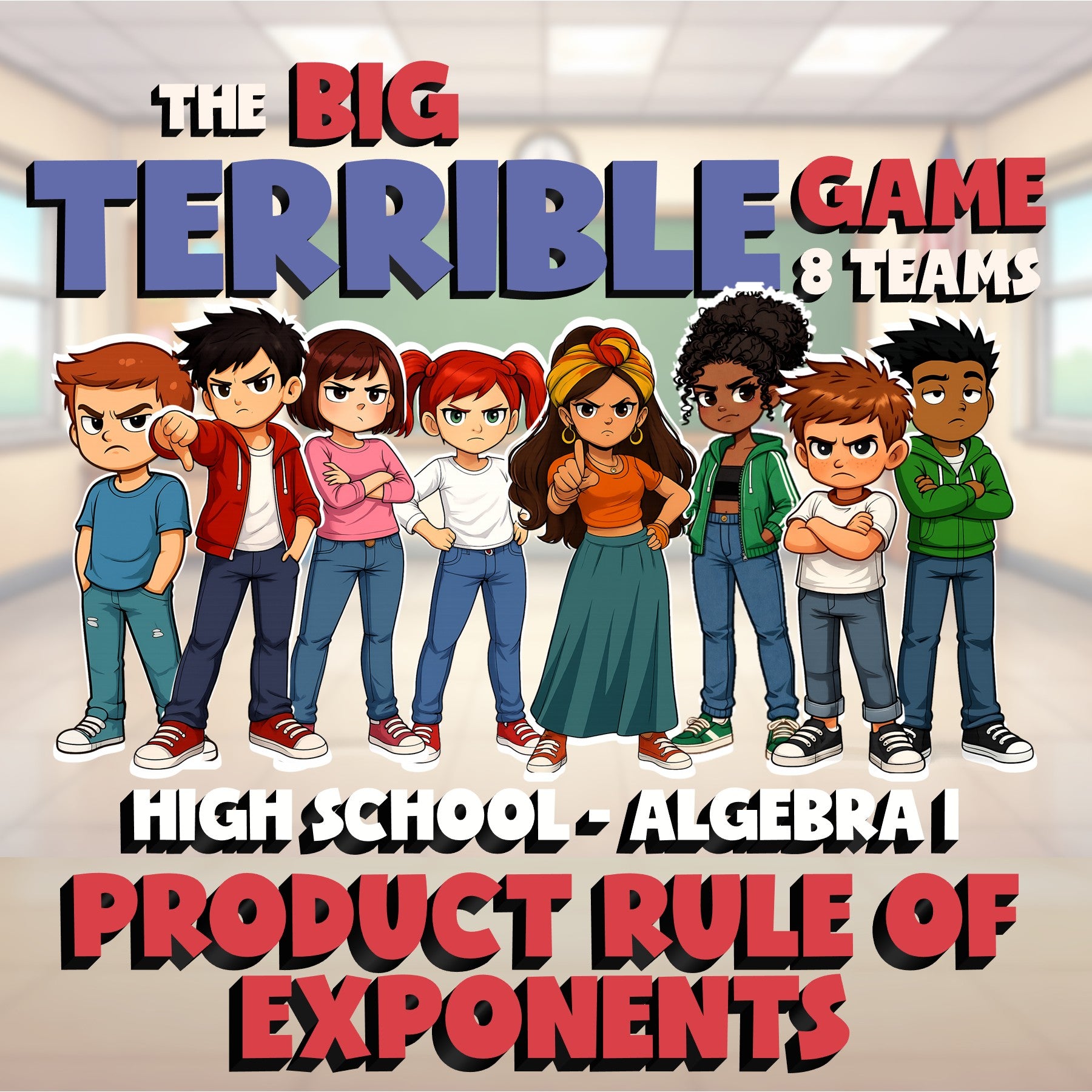 Product Rule of Exponents BIG TERRIBLE GAME - No Prep Algebra 1 Math Review