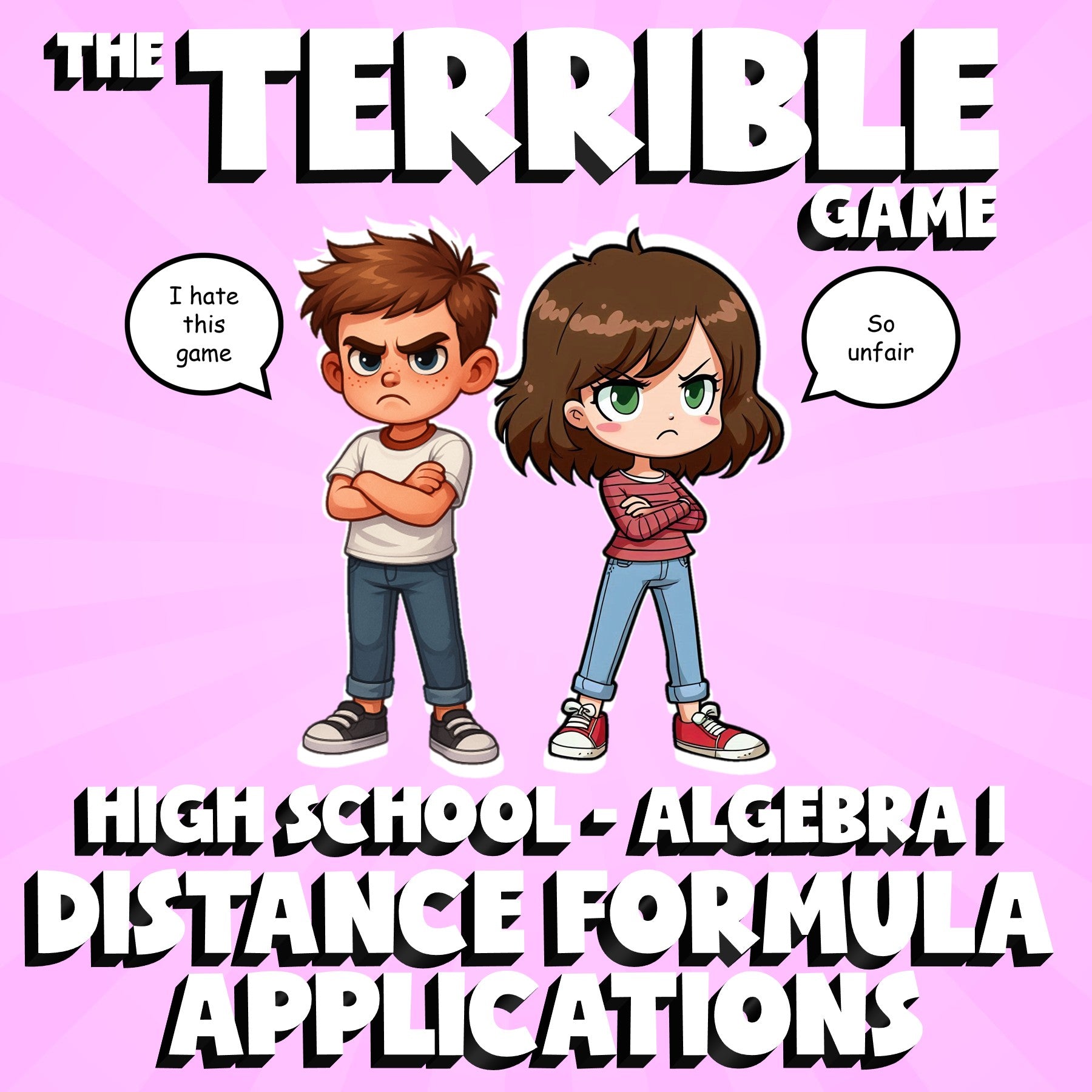 Distance Formula Applications THE TERRIBLE GAME - No Prep Algebra 1 Math Review