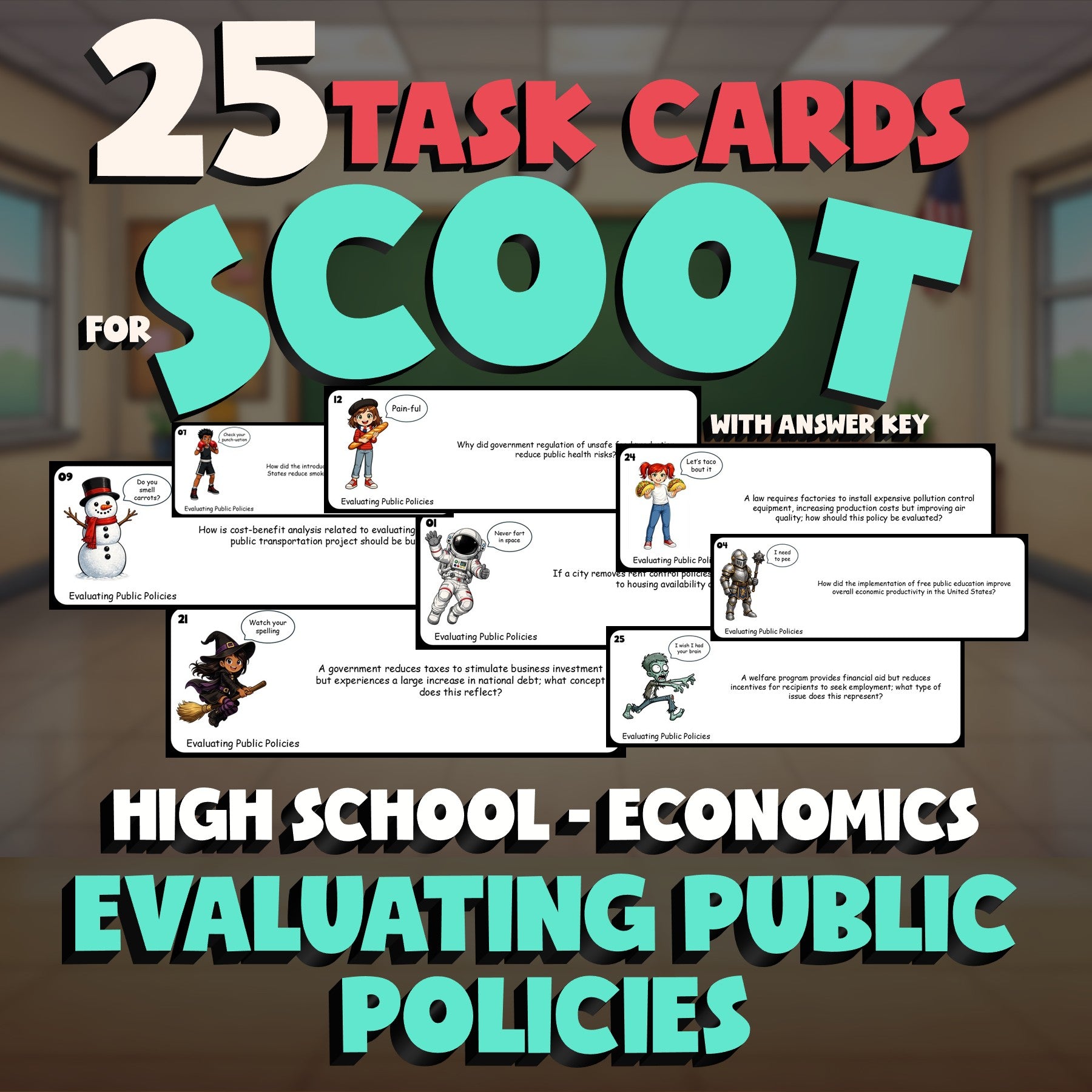Evaluating Public Policies SCOOT TASK CARDS Economics Game - No Prep Review