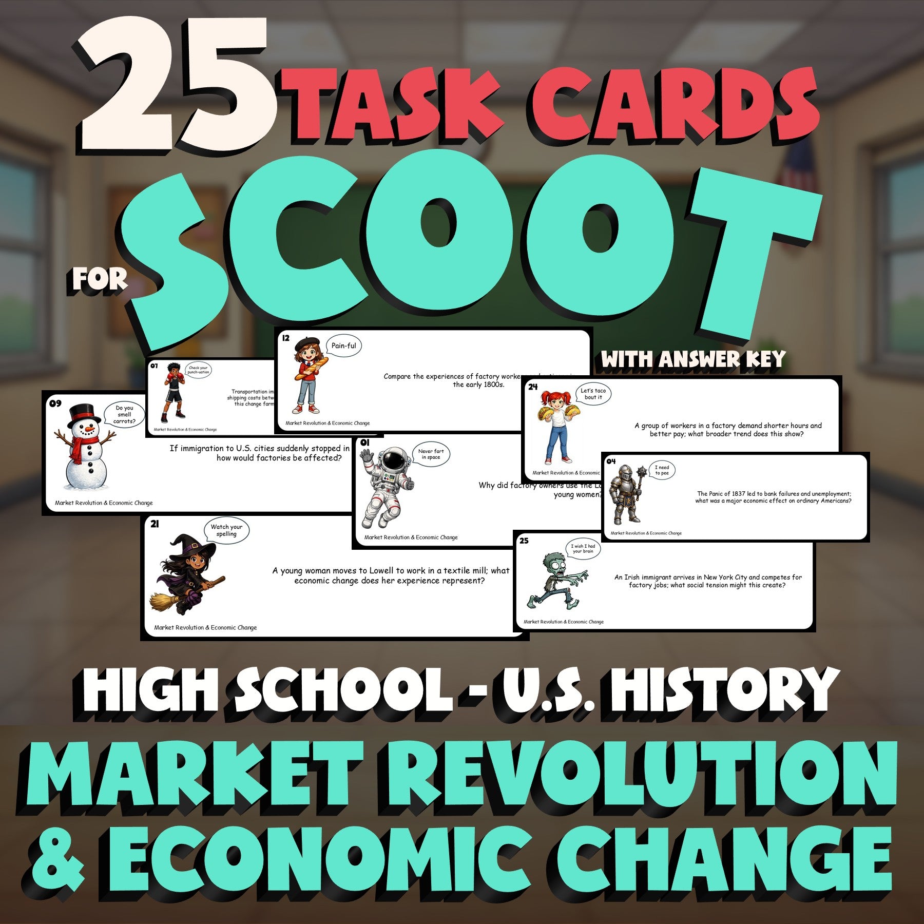 Market Revolution & Economic Change SCOOT TASK CARDS U.S. History Game - No Prep