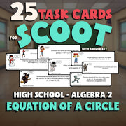 Equation of a Circle SCOOT TASK CARDS Math Game - No Prep Algebra 2 Review