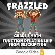 Function Relationship from Description FRAZZLED Math Game - No Prep Grade 8