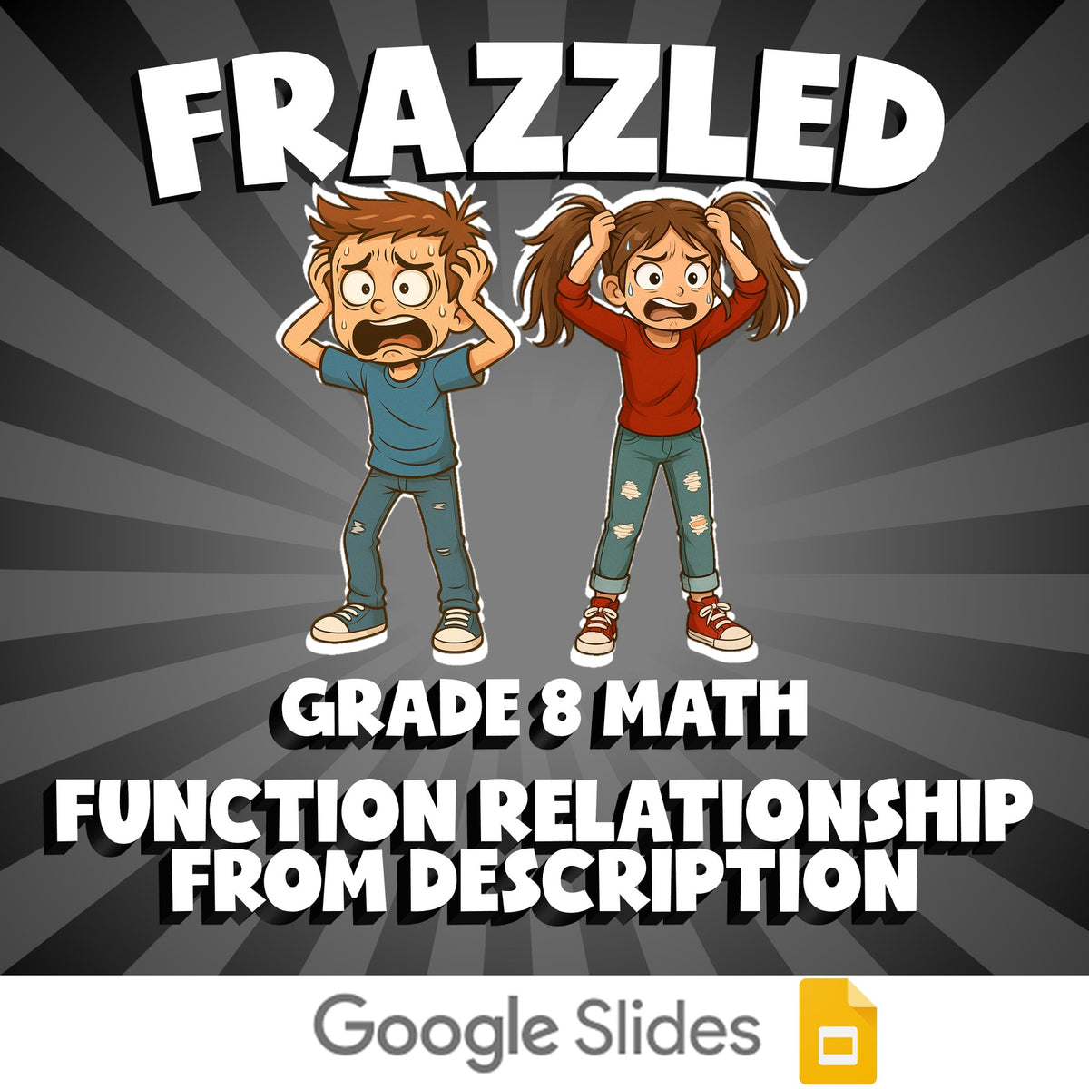 Function Relationship from Description FRAZZLED Math Game - No Prep Grade 8