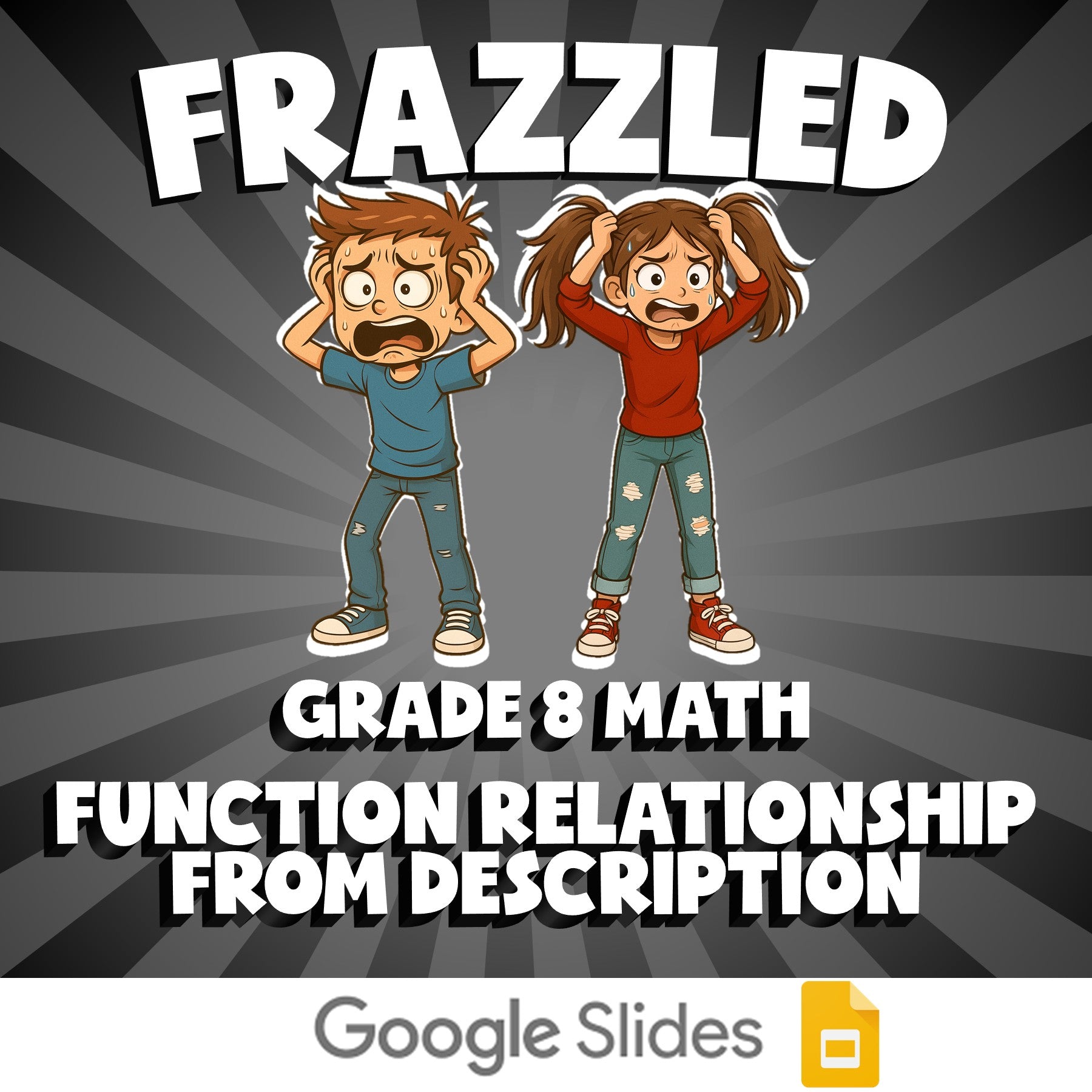 Function Relationship from Description FRAZZLED Math Game - No Prep Grade 8