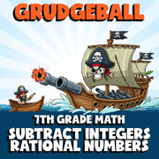 Subtract Integers Rational Numbers GRUDGEBALL Math Game - No Prep Grade 7 Review
