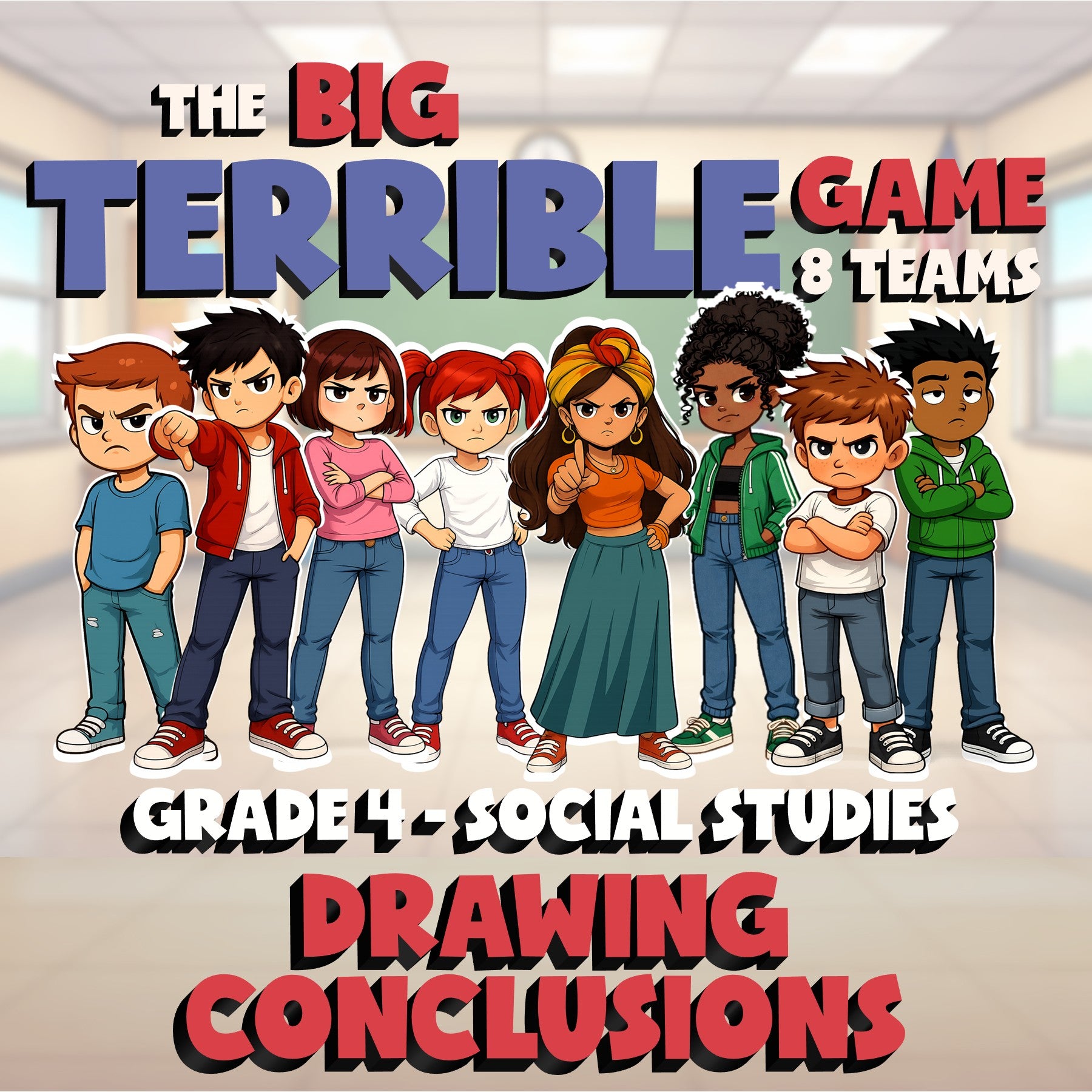 Drawing Conclusions BIG TERRIBLE GAME - No Prep Grade 4 Socials Review Activity