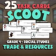 Trade & Resources SCOOT TASK CARDS Socials Game - No Prep Grade 4 Review