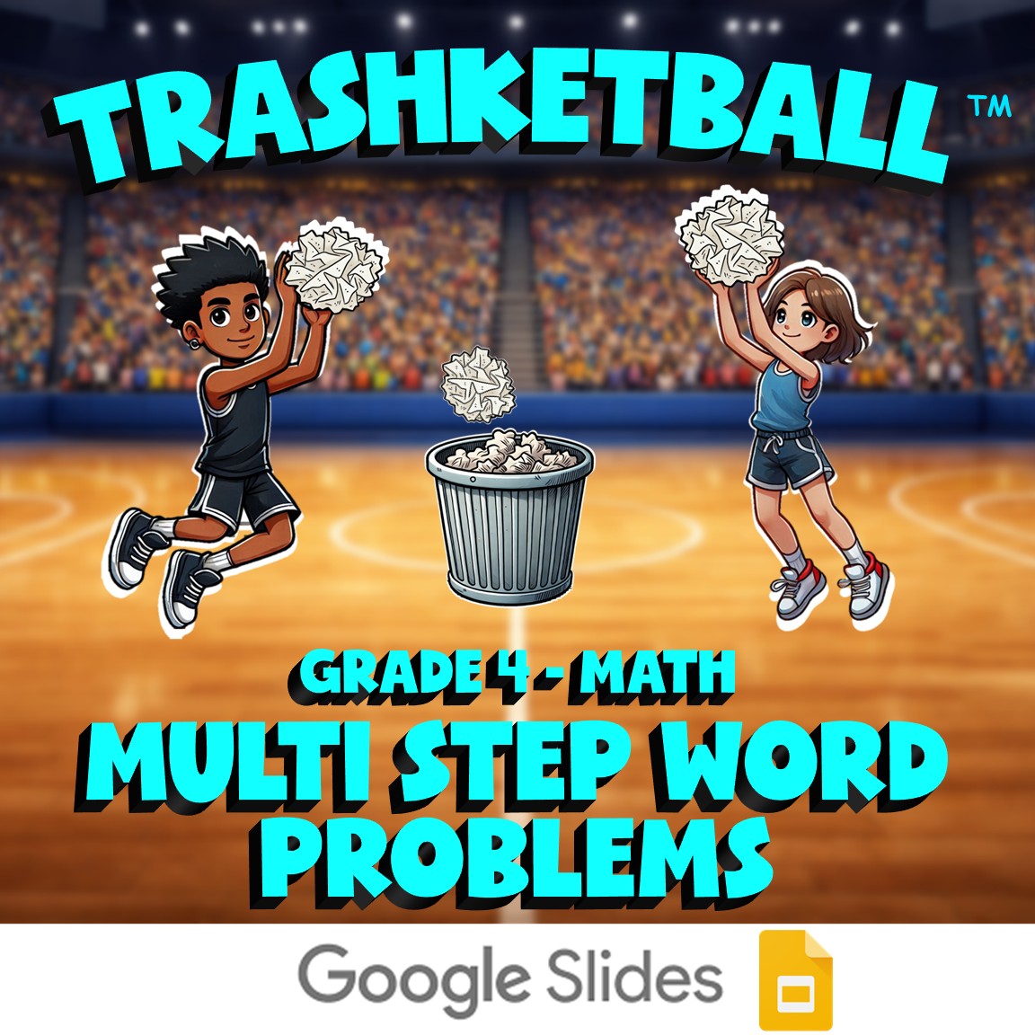 Multi Step Word Problems TRASHKETBALL Math Game - No Prep Grade 4 Review