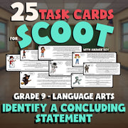 Identify a Concluding Statement SCOOT TASK CARDS ELA Game - No Prep Grade 9