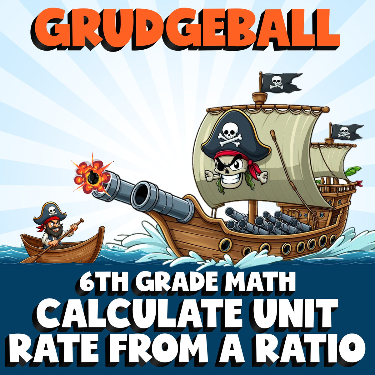 Calculate Unit Rate from a Ratio GRUDGEBALL Math Game - No Prep Grade 6 Review