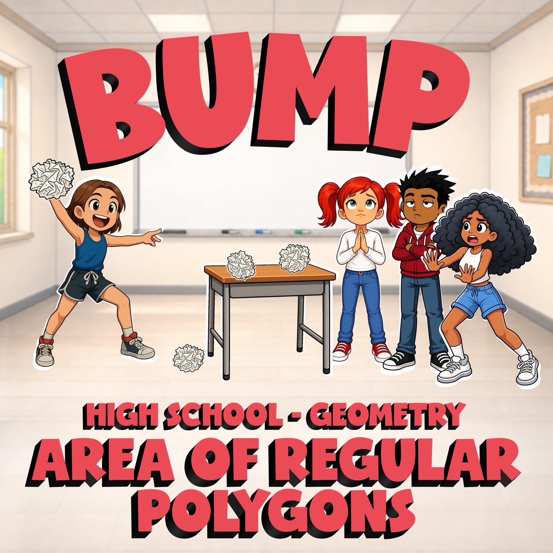 Area of Regular Polygons BUMP Math Game - No Prep Geometry Review Activity