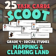 Mapping & Claiming Land SCOOT TASK CARDS Socials Game - No Prep Grade 4 Review