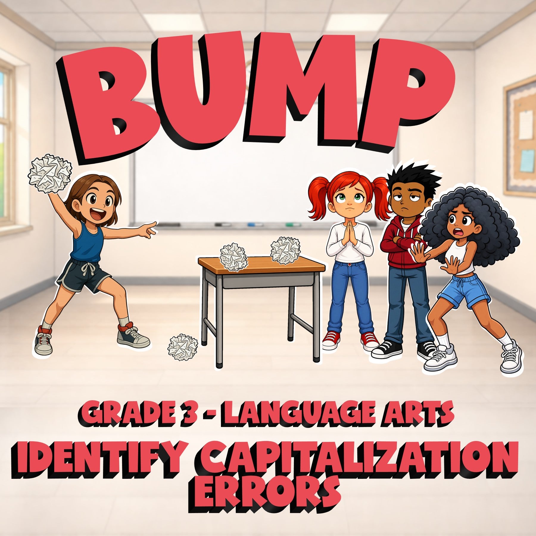 Identify Capitalization Errors BUMP ELA Game - No Prep Grade 3 Review Activity