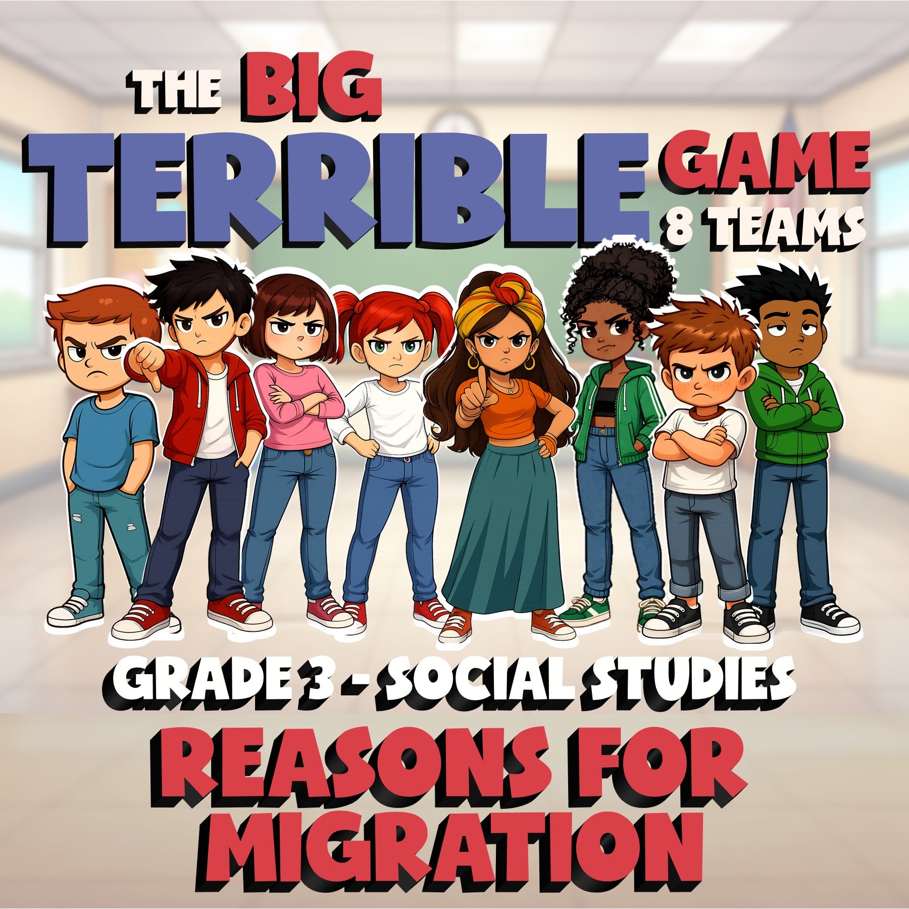 Reasons for Migration BIG TERRIBLE GAME - No Prep Grade 3 Socials Review