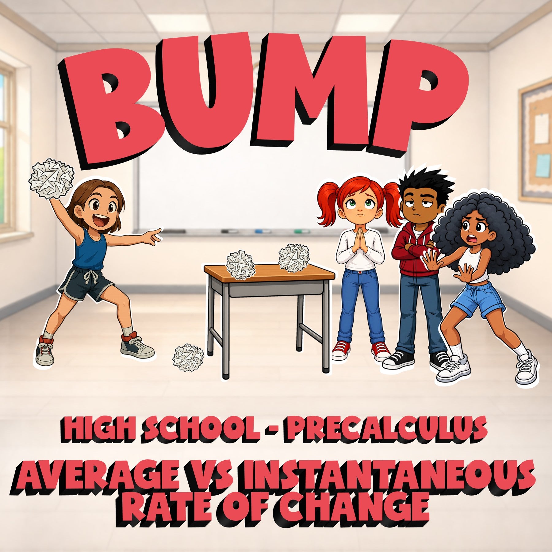 Average vs Instantaneous Rate of Change BUMP Math Game - No Prep PreCalculus