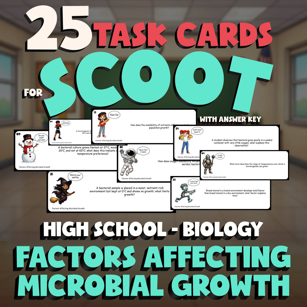 Factors Affecting Microbial Growth SCOOT TASK CARDS Science Game - Biology