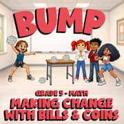 Making Change with Bills & Coins BUMP Math Game - No Prep Grade 5 Review