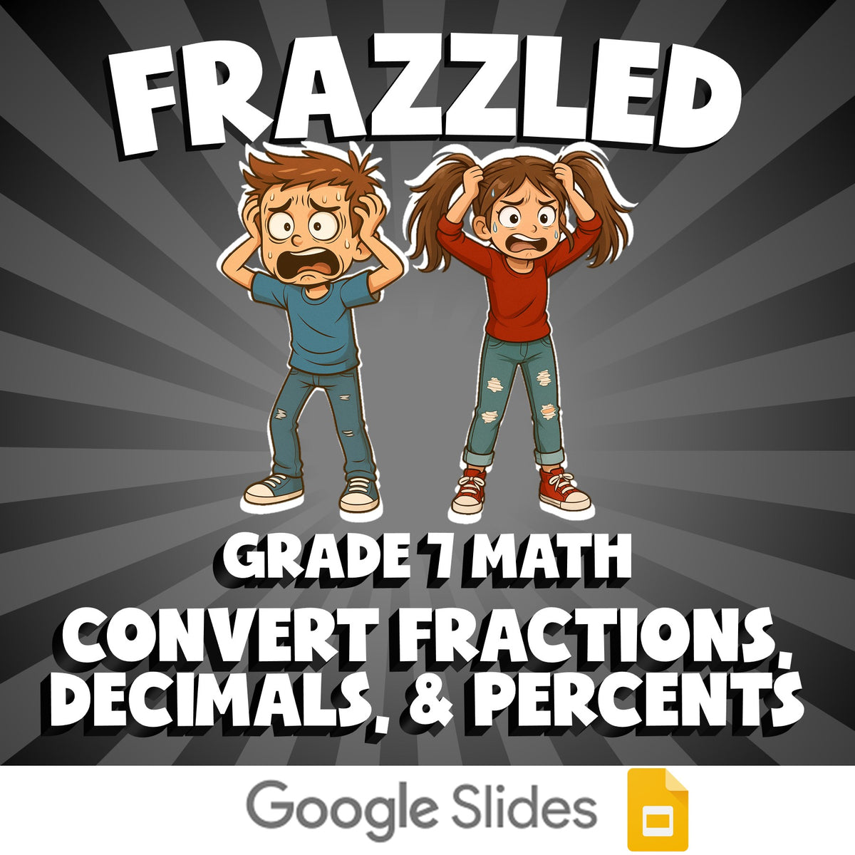 Convert Fractions, Decimals, & Percents FRAZZLED Math Game - No Prep Grade 7