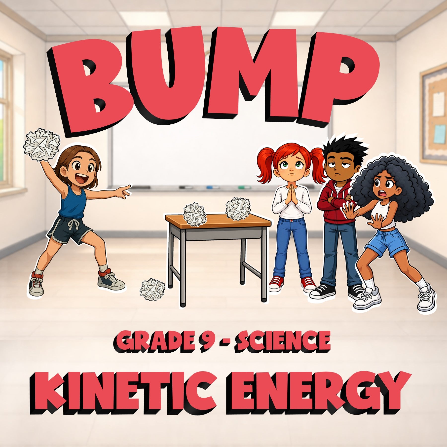 Kinetic Energy BUMP Science Game - No Prep Grade 9 Review Activity