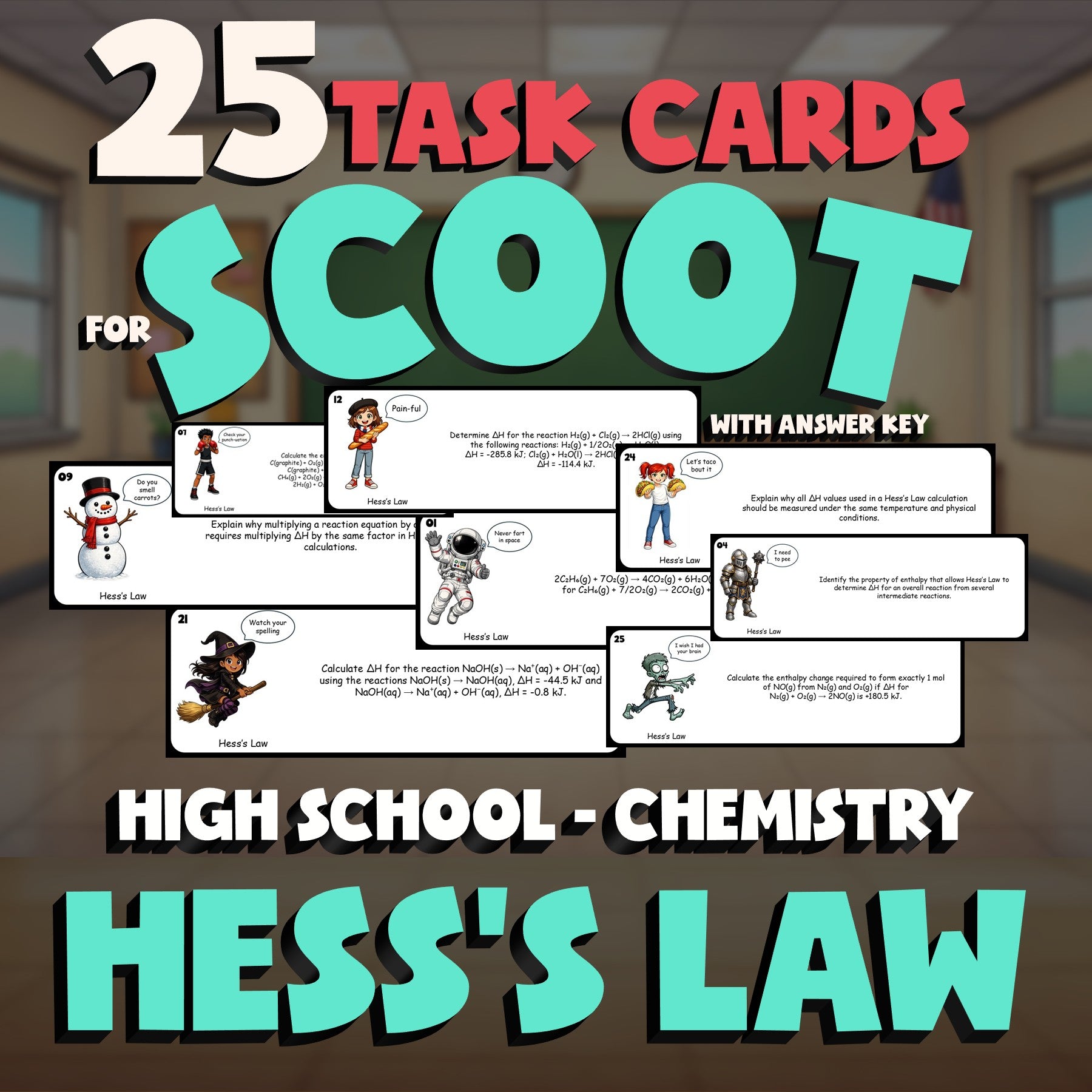 Hess’s Law SCOOT TASK CARDS Science Game - No Prep Chemistry Review Activity