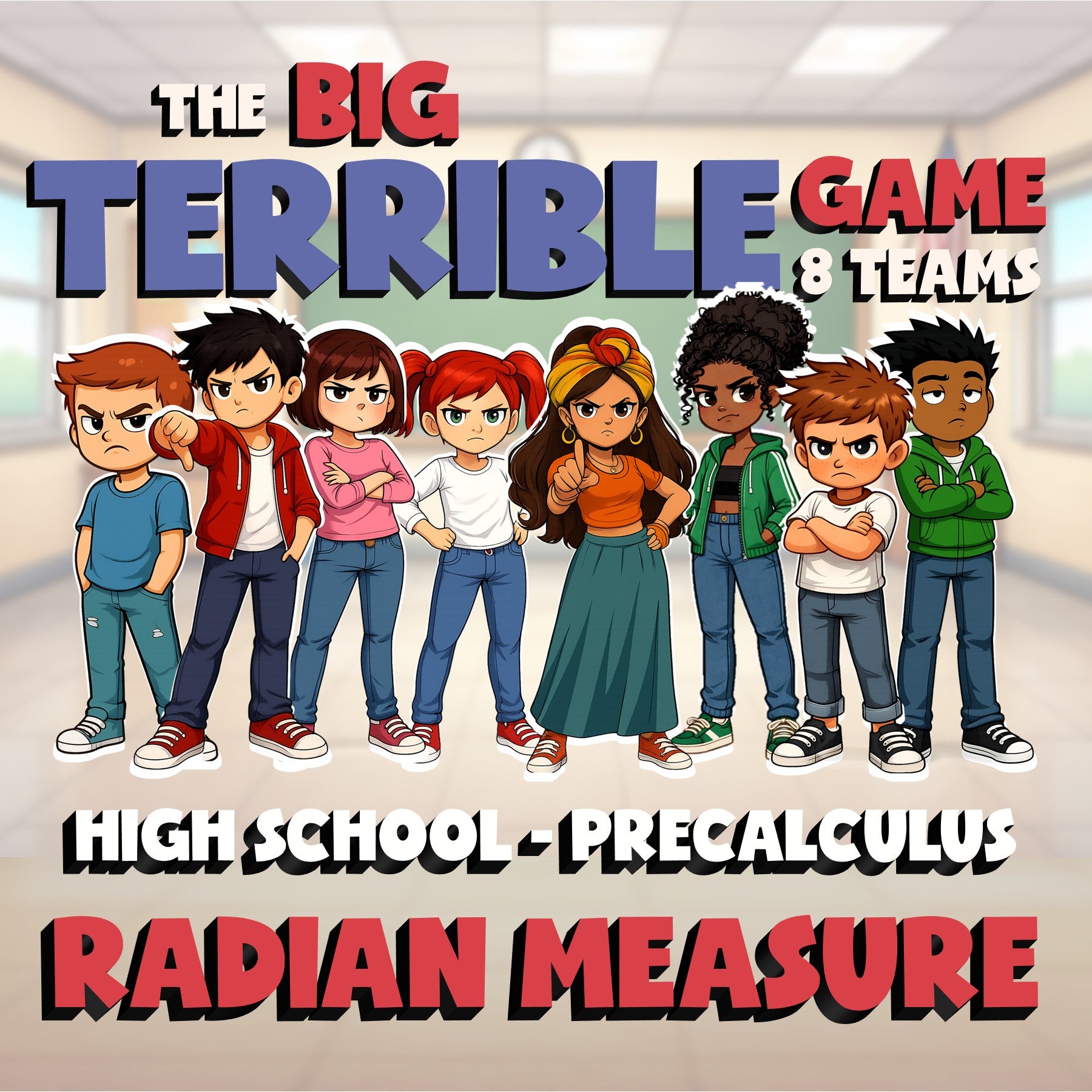 Radian Measure BIG TERRIBLE GAME - No Prep PreCalculus Math Review Activity