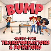 Transformations & Rotations BUMP Math Game - No Prep Grade 8 Review Activity