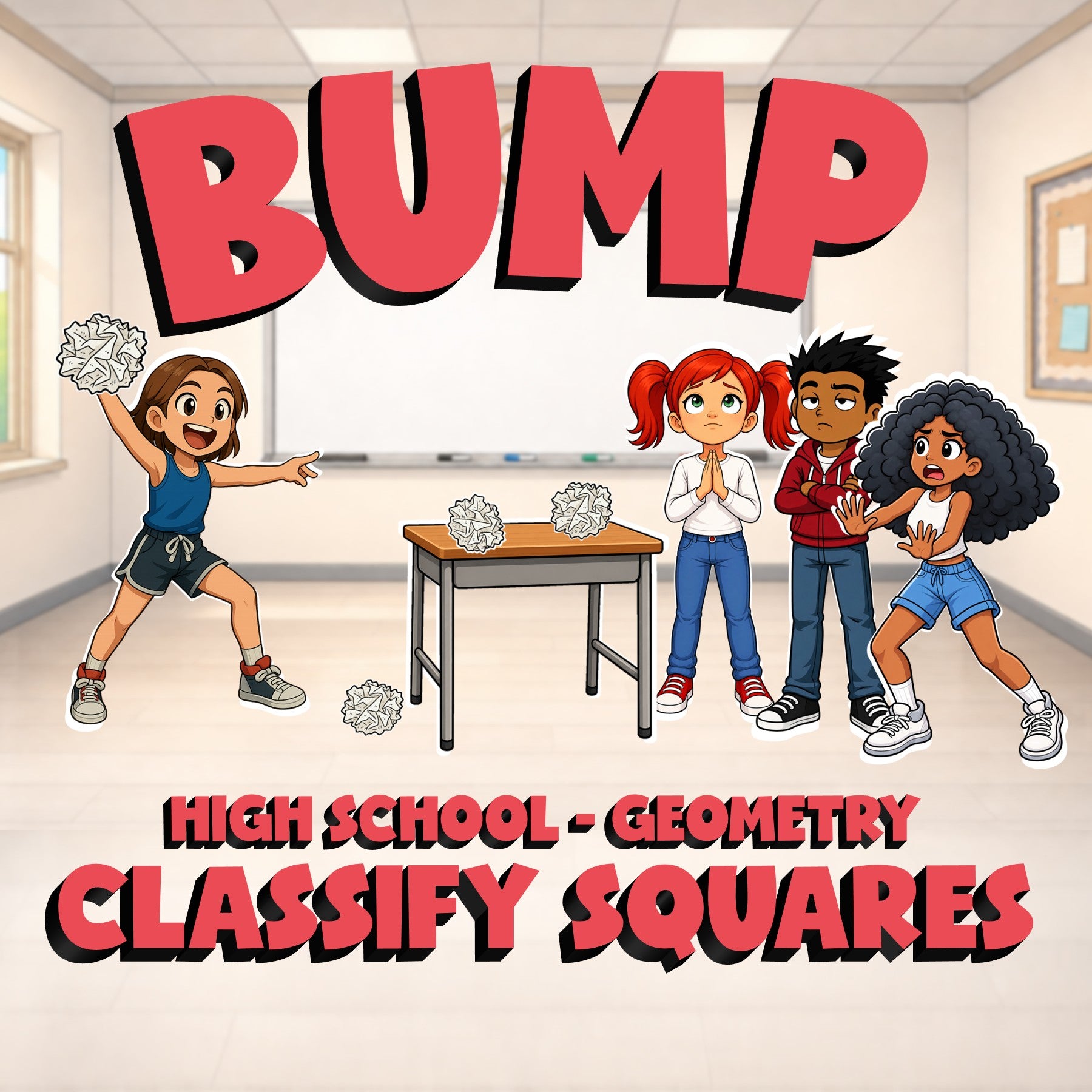 Classify Squares BUMP Math Game - No Prep Geometry Review Activity