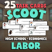 Labor SCOOT TASK CARDS Economics Game - No Prep Review Activity