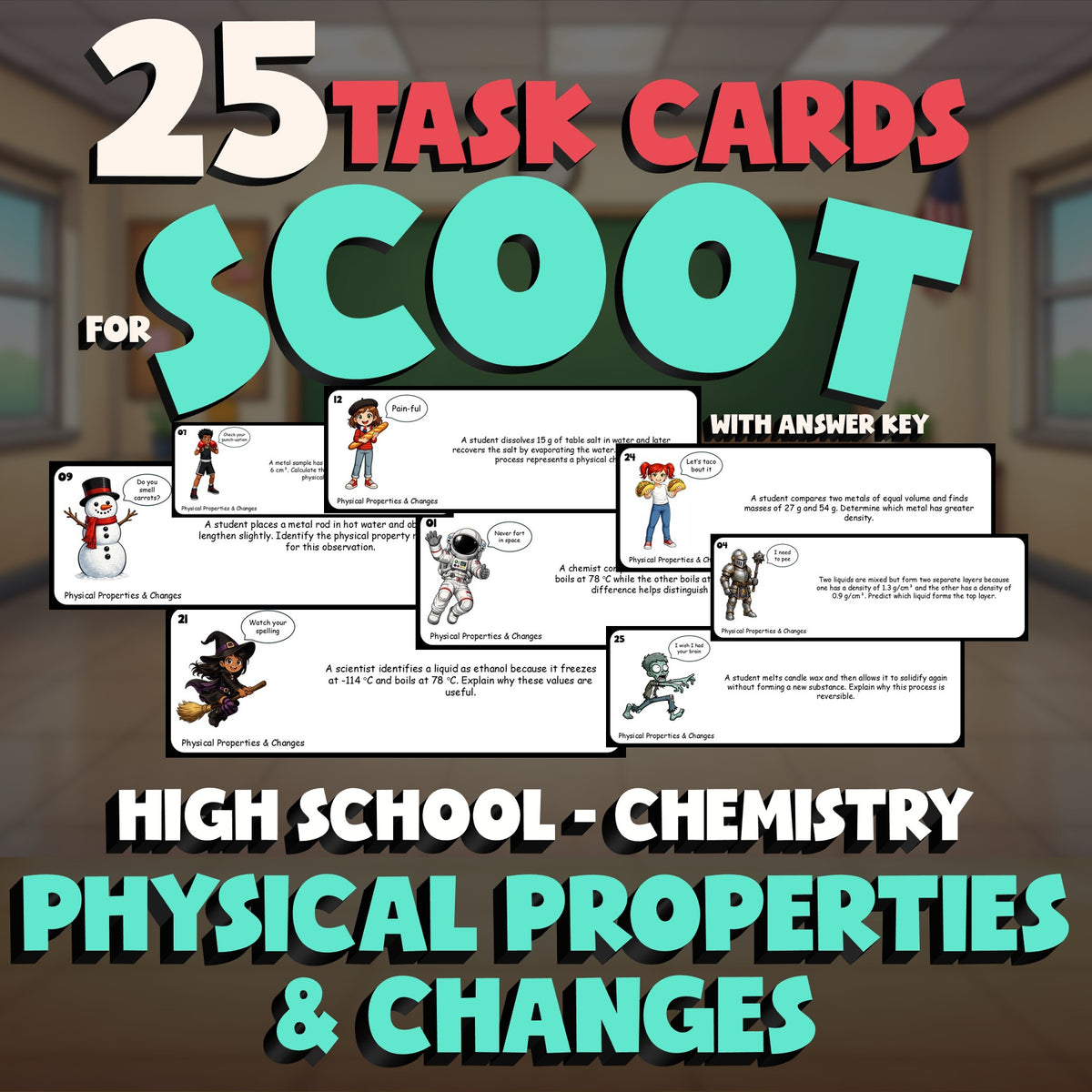 Physical Properties & Changes SCOOT TASK CARDS Science Game - No Prep Chemistry