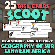 Geography of Sub Saharan Africa SCOOT TASK CARDS Game - No Prep World History