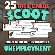 Unemployment SCOOT TASK CARDS Economics Game - No Prep Review Activity