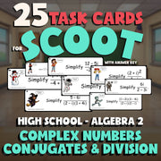 Complex Numbers Conjugates & Division SCOOT TASK CARDS Math Game - Algebra 2