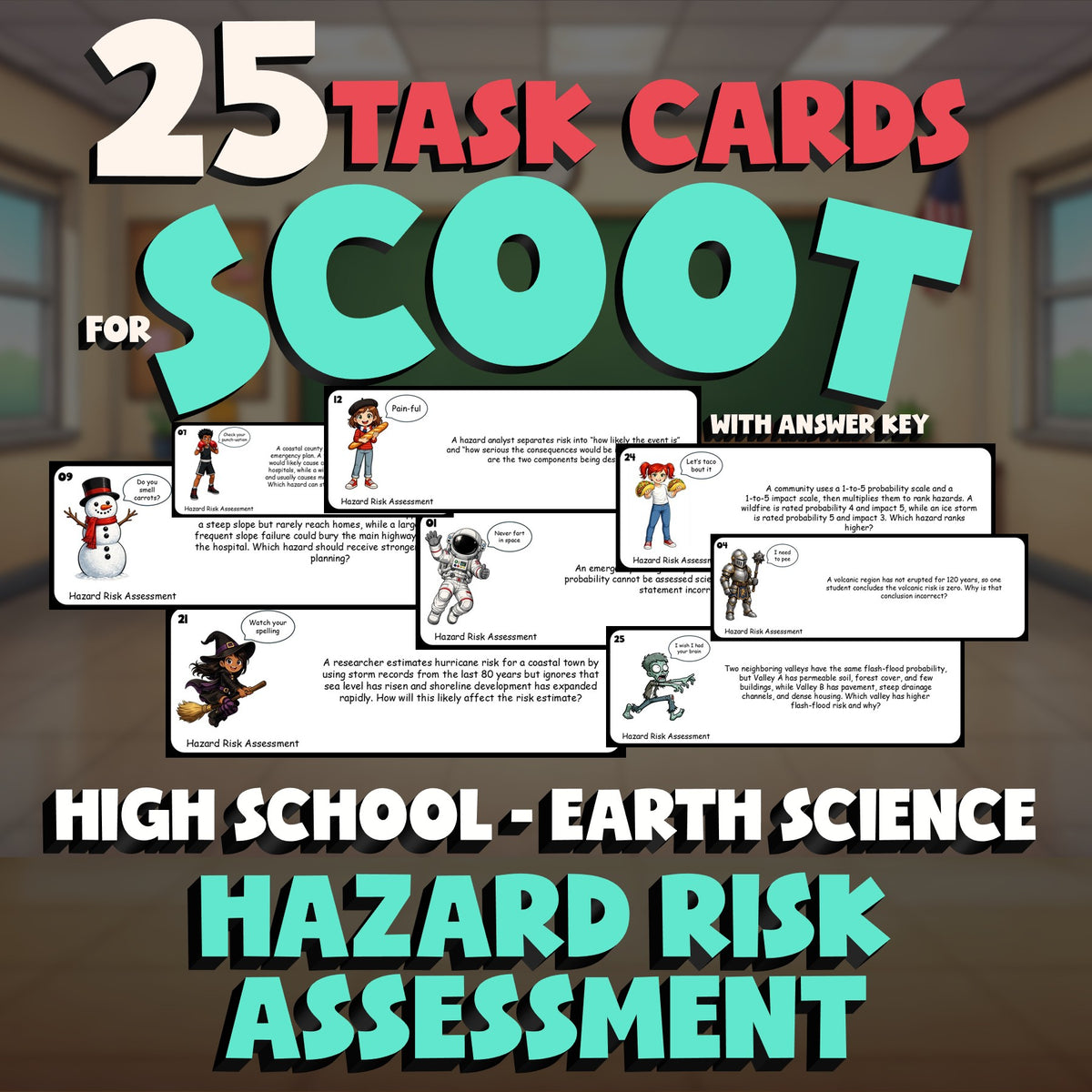 Hazard Risk Assessment SCOOT TASK CARDS Game - No Prep Earth Science Review