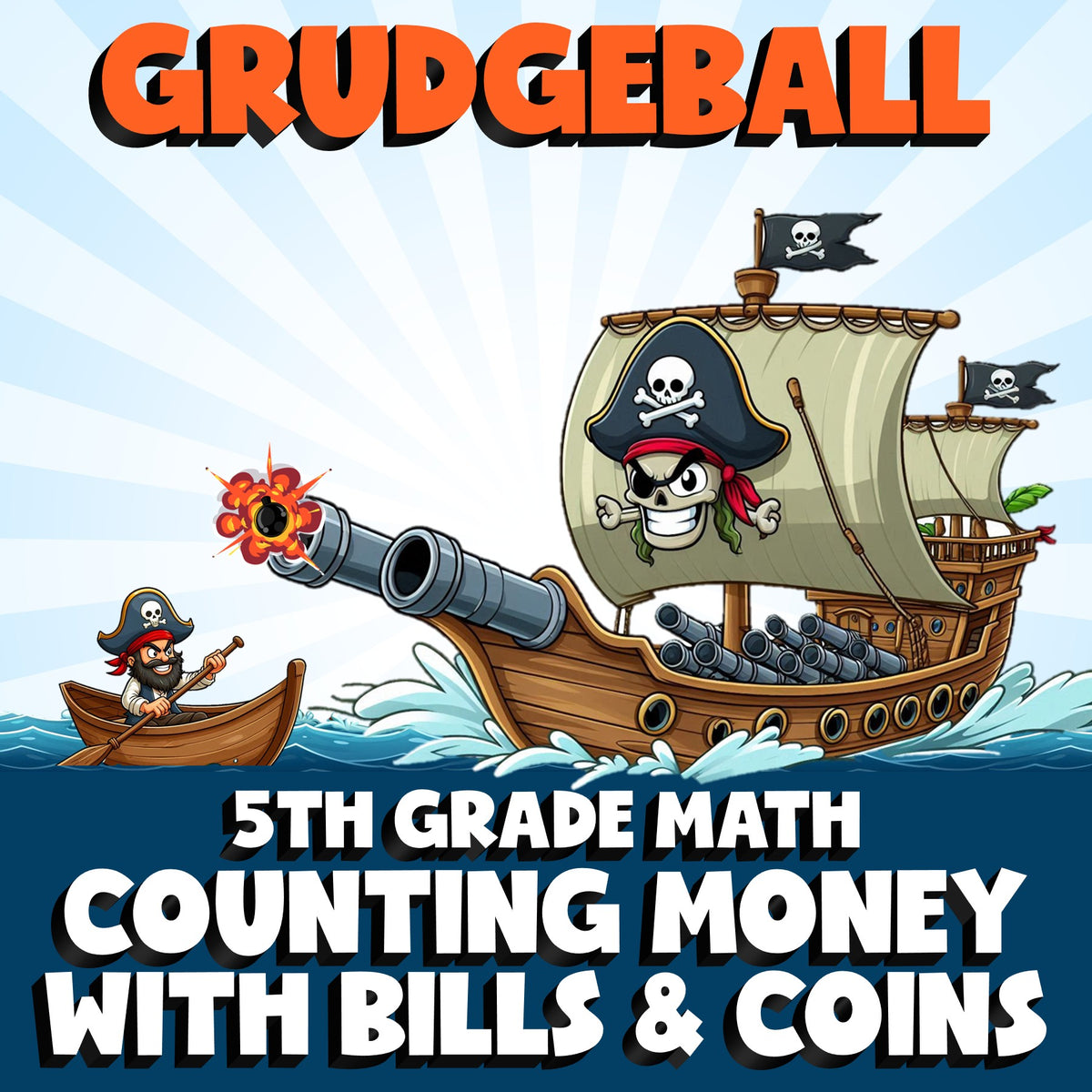 Counting Money with Bills & Coins GRUDGEBALL Math Game - No Prep Grade 5 Review